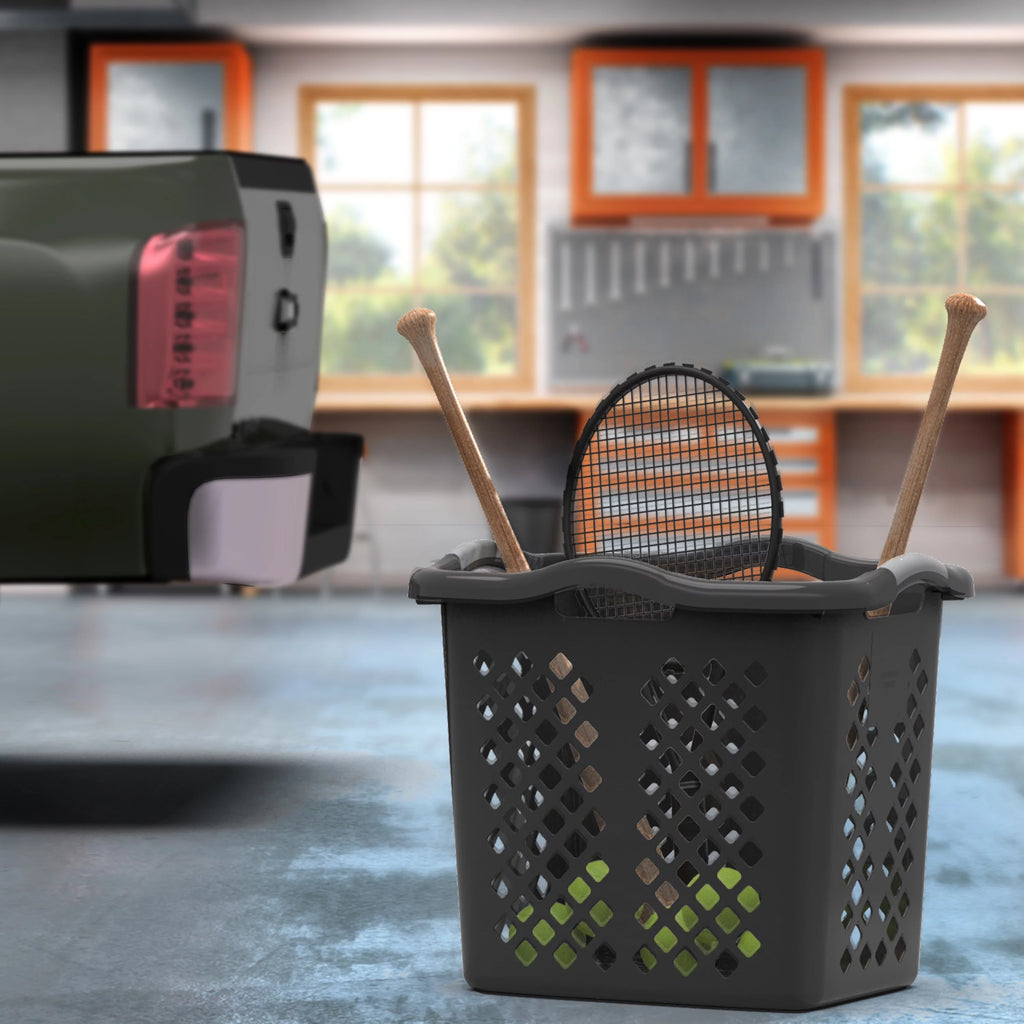 Black 2 Bushel Plastic Laundry Basket with Handles, 2 Pack X345181
