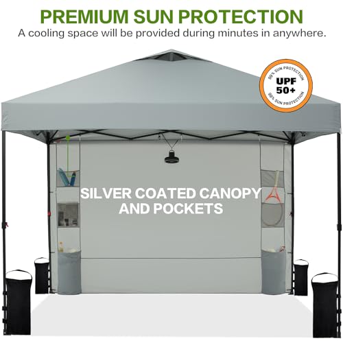 10'x10' Pop Up Canopy Tent with 1 Sidewall and 6 Pockets, White P70639