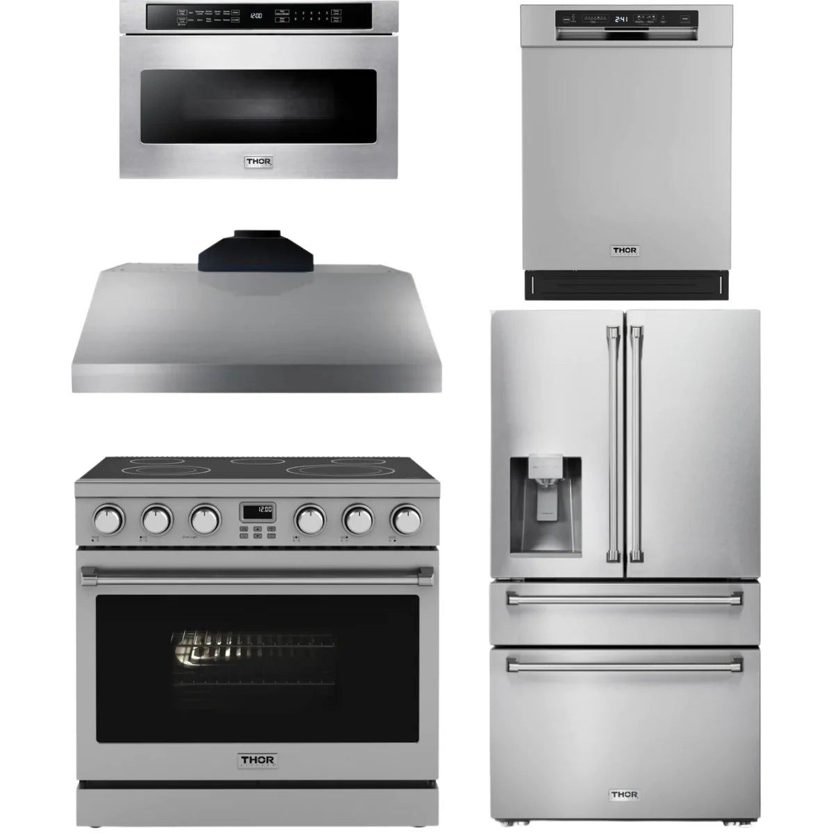 36 Electric Range, Range Hood, Refrigerator, Dishwasher and Microwave T73528