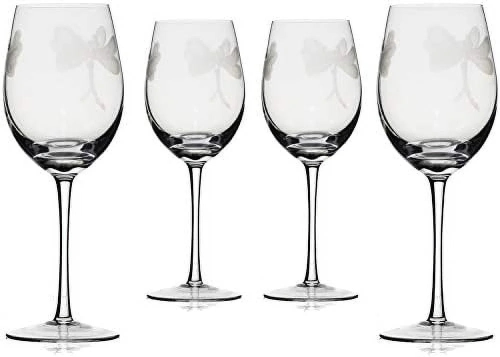 Sand Etched Stemmed Wine Glasses T102