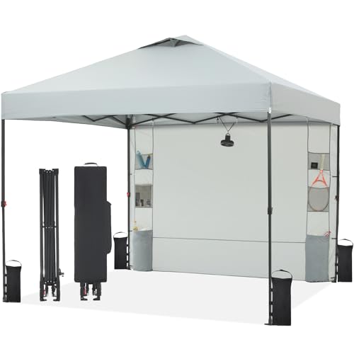 10'x10' Pop Up Canopy Tent with 1 Sidewall and 6 Pockets, White P70639
