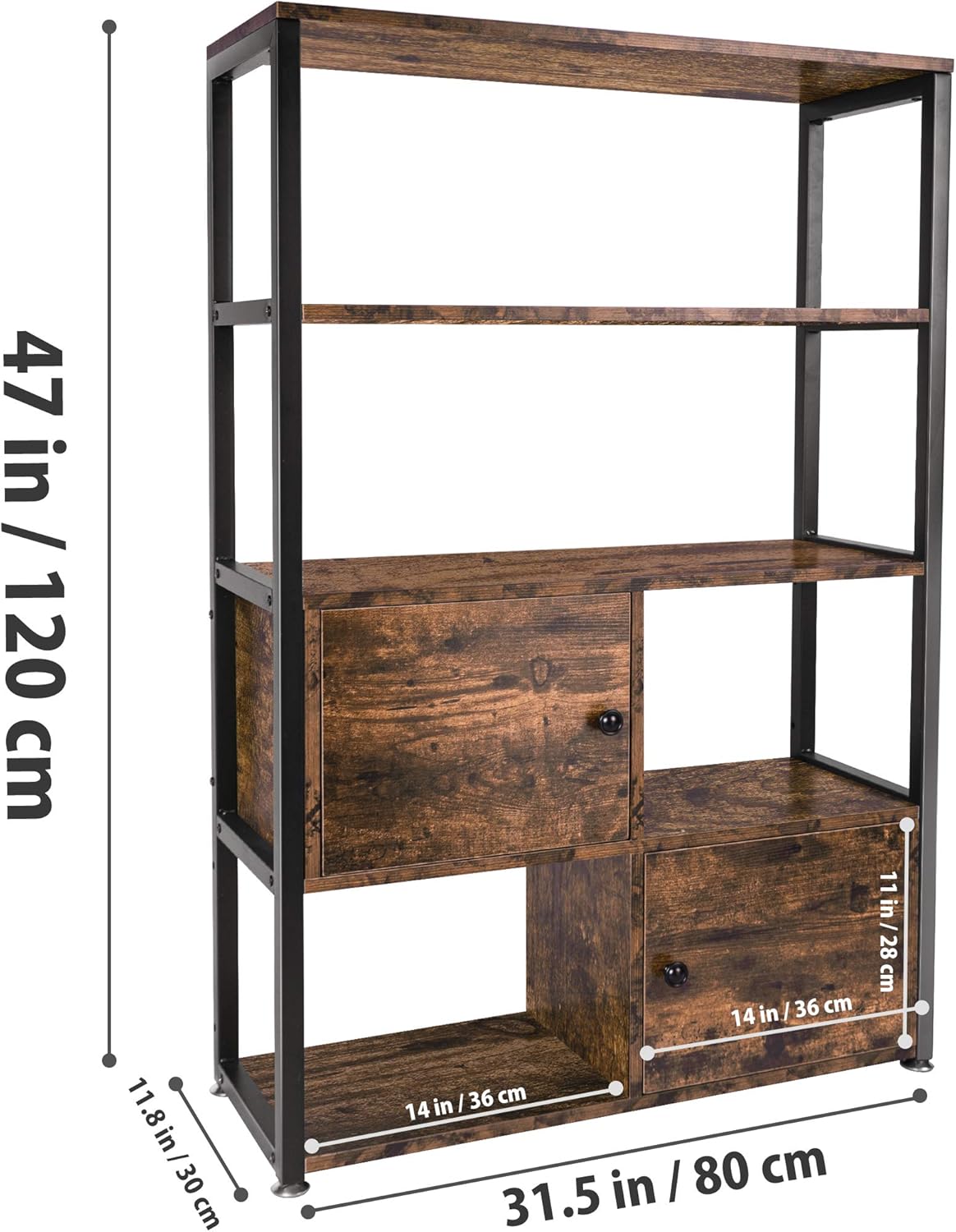 Rustic Storage Cabinet with Shelves and 2 Cabinets Y66339