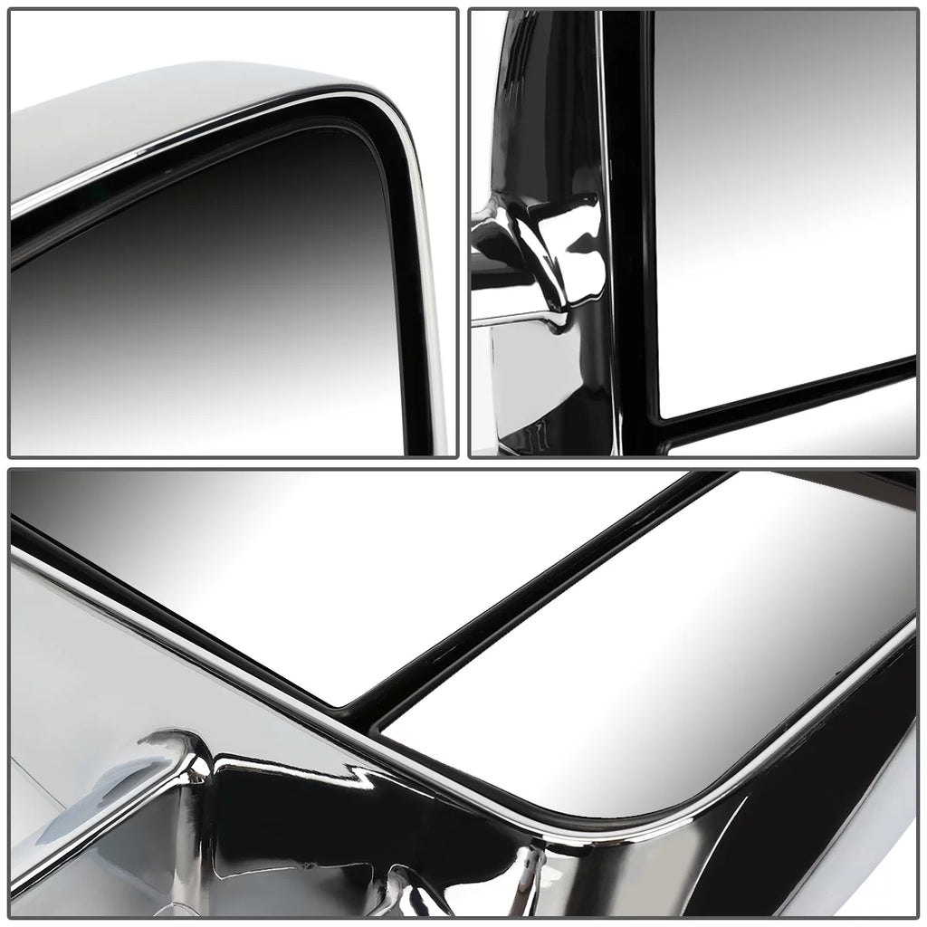 Chrome Textured Telescoping Manual Side Towing Mirrors O815509