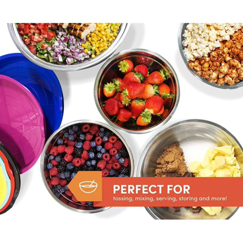 Silicone Stainless Steel Mixing Bowl Set 12 Pieces O927231