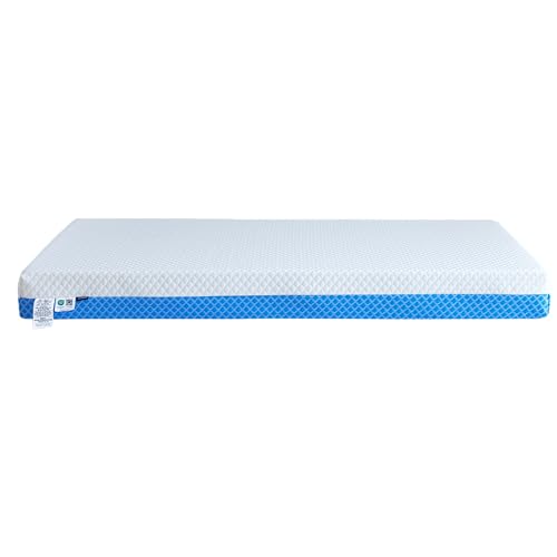 Baby Crib Mattress with Removable Outer Cover, White & Blue H378506