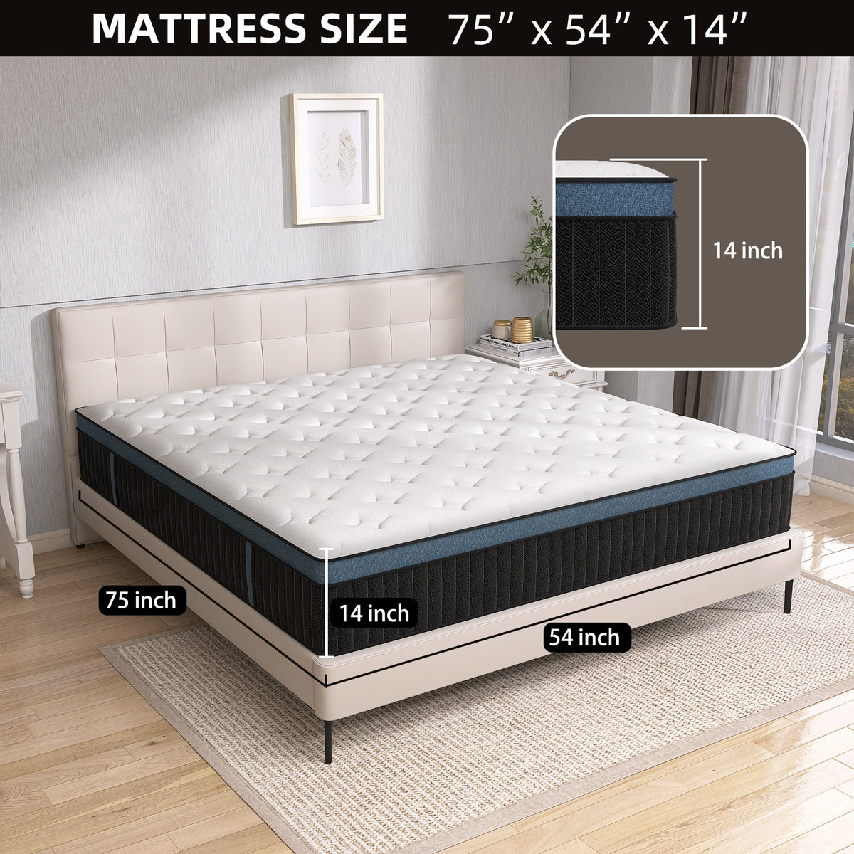 14 inch Full Hybrid Mattress with Gel Memory Foam C9870
