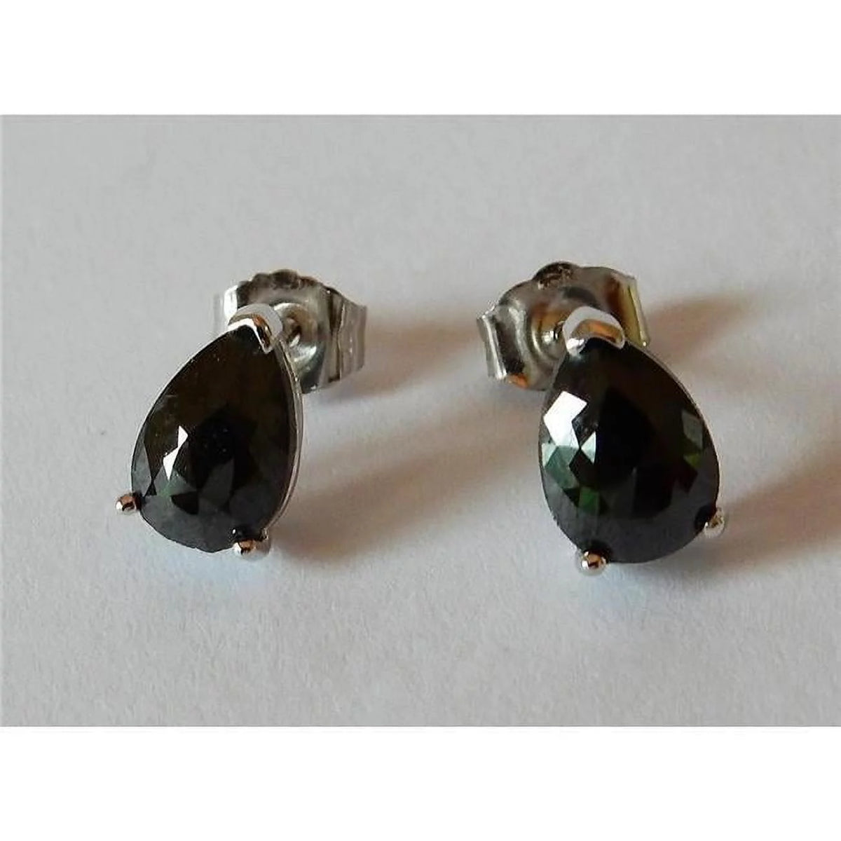 2 CT Pear Black Diamond Stud Earrings D317