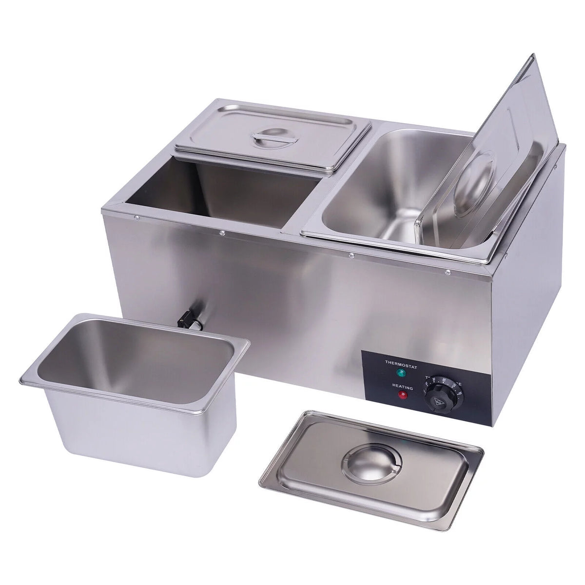 3-Pan Stainless Steel Electric Food Warmer with Lids 600W W548765