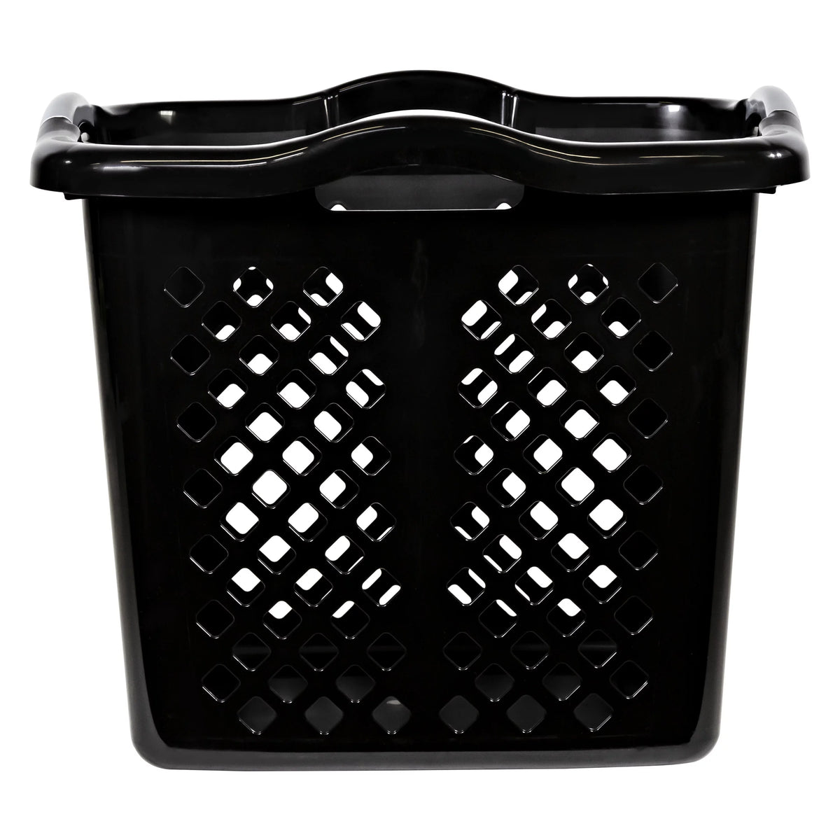 Black 2 Bushel Plastic Laundry Basket with Handles, 2 Pack X345181