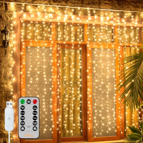 Warm White 200 LED Curtain Lights with Remote G5420