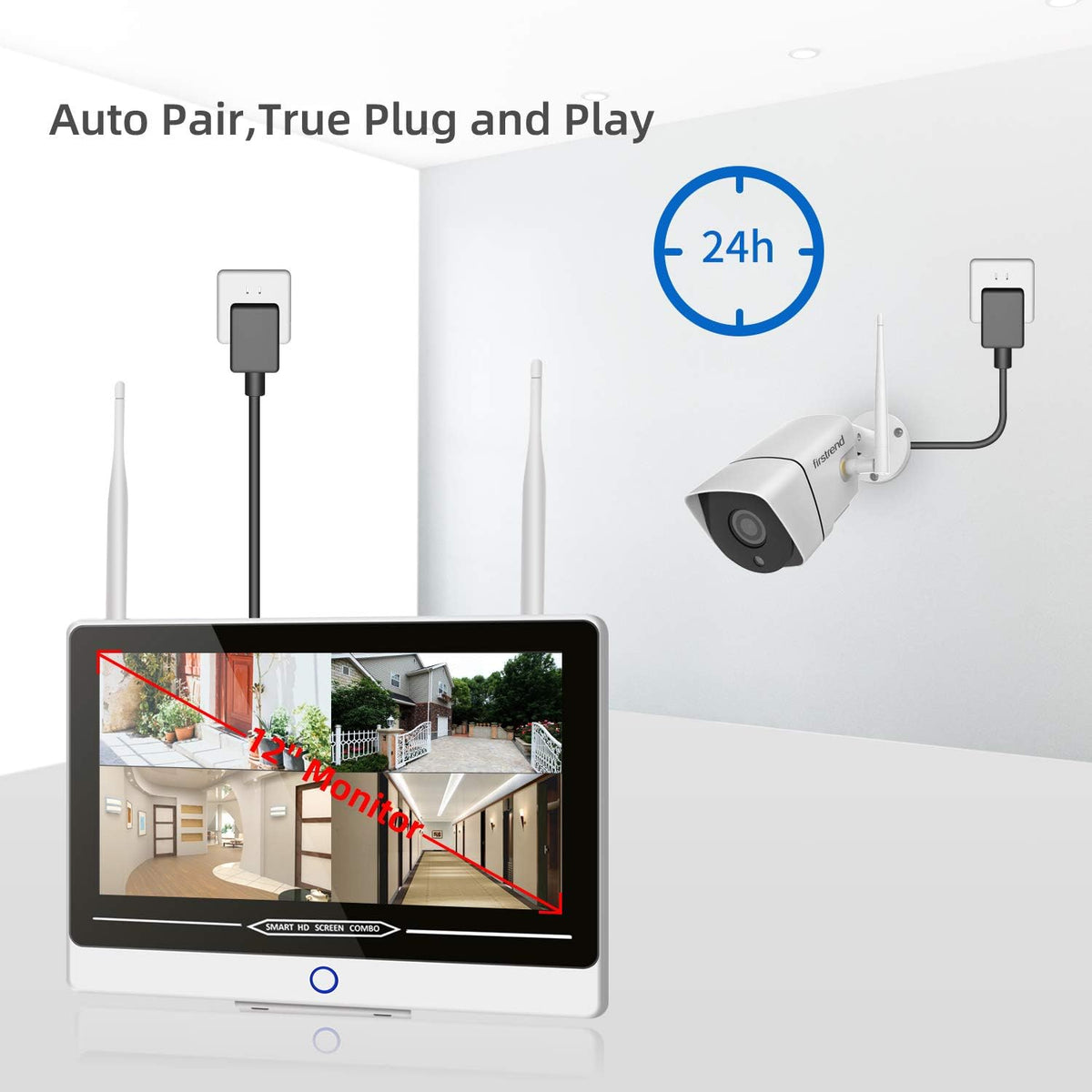1080P Wireless Security Camera System with 4pcs IP Camera and 2TB Hard Drive F887372