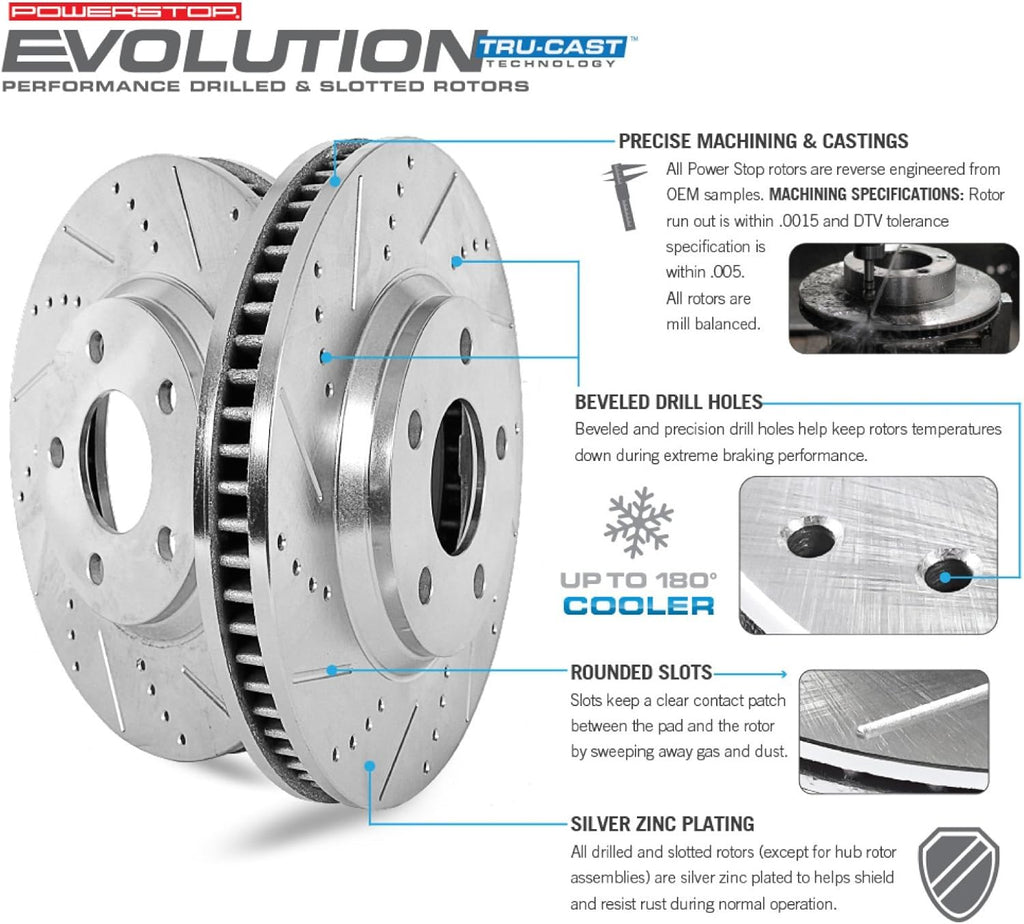 Front and Rear Carbon Fiber Brake Pads with Drilled & Slotted Brake Rotors Kit R214148