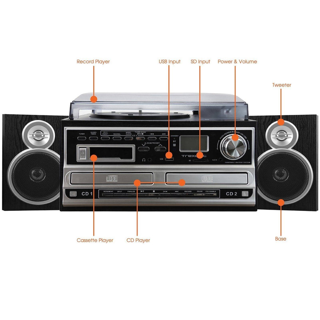 3-Speed Turntable with CD Player Cassette Player FM Radio P383531