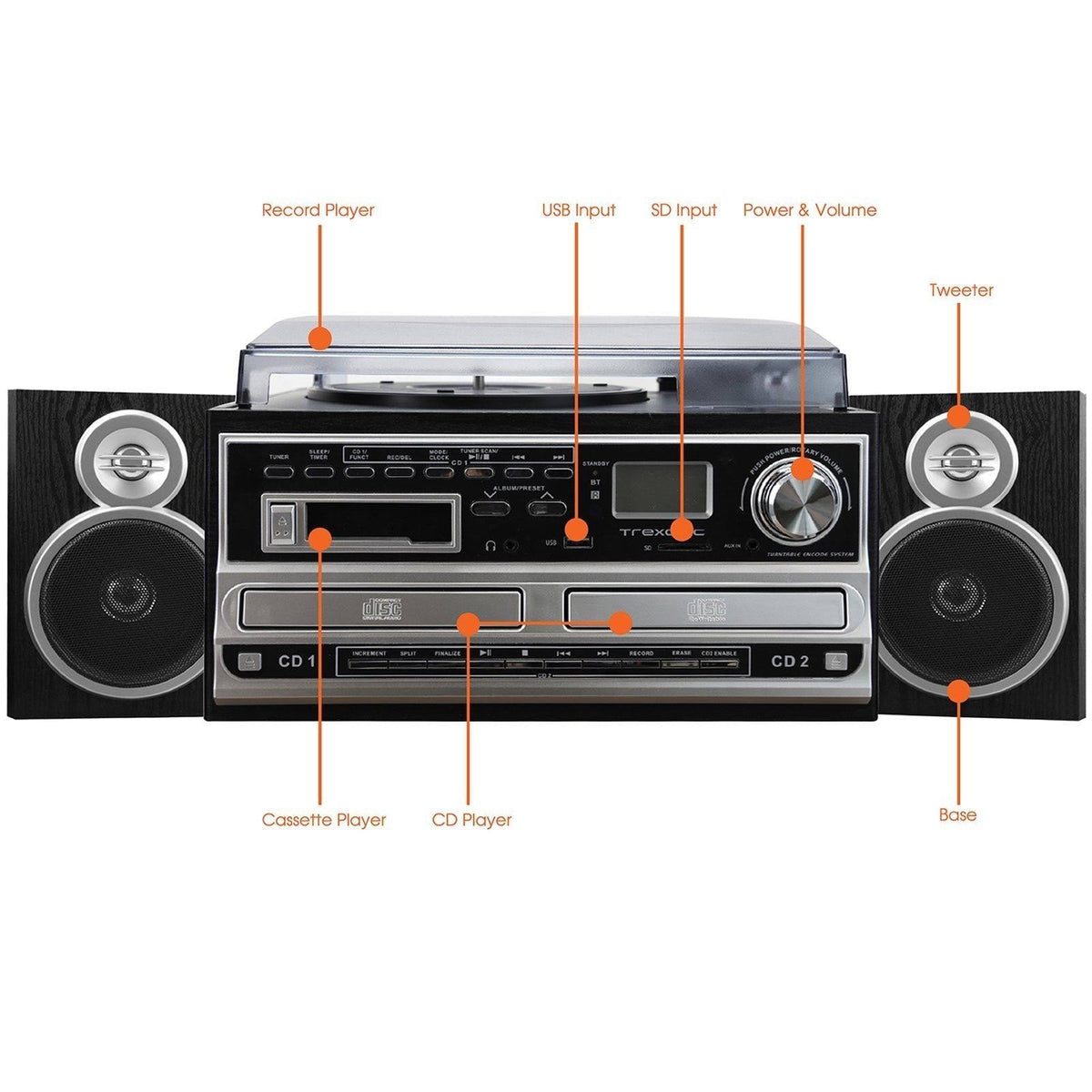 3-Speed Turntable with CD Player Cassette Player FM Radio P383531