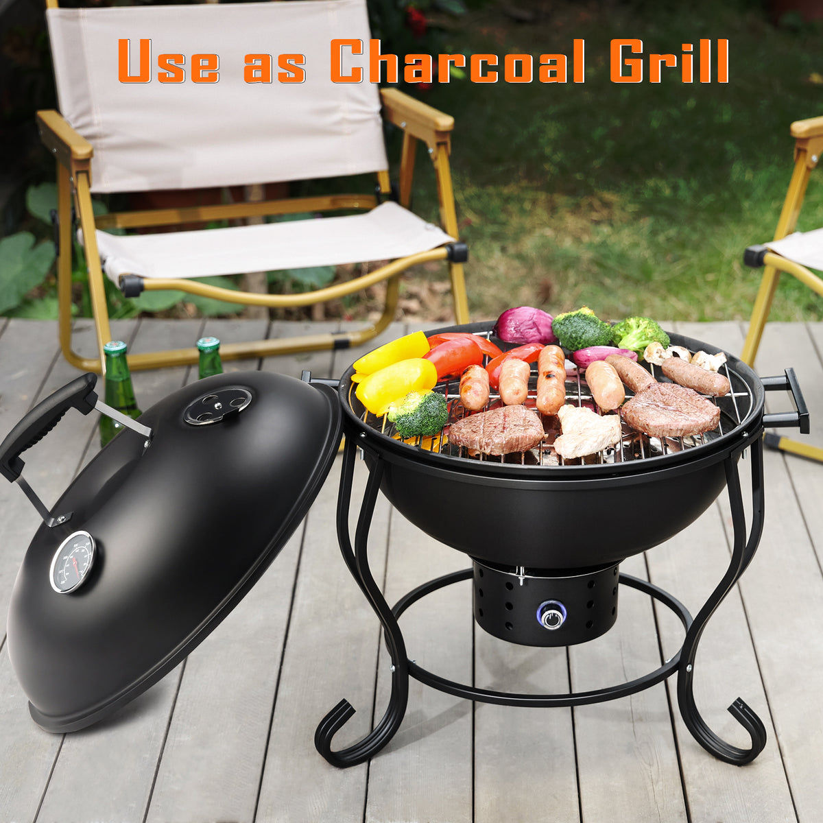2 in 1 Wood Burning Fire Pit with Grill O67698