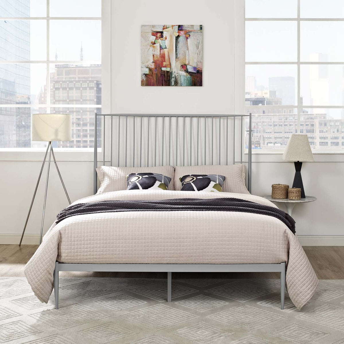 Queen Platform Bed in Gray B527