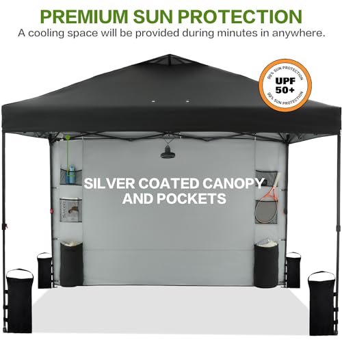 10'x10' Pop Up Canopy Tent with 1 Sidewall and 6 Pockets, White P70639