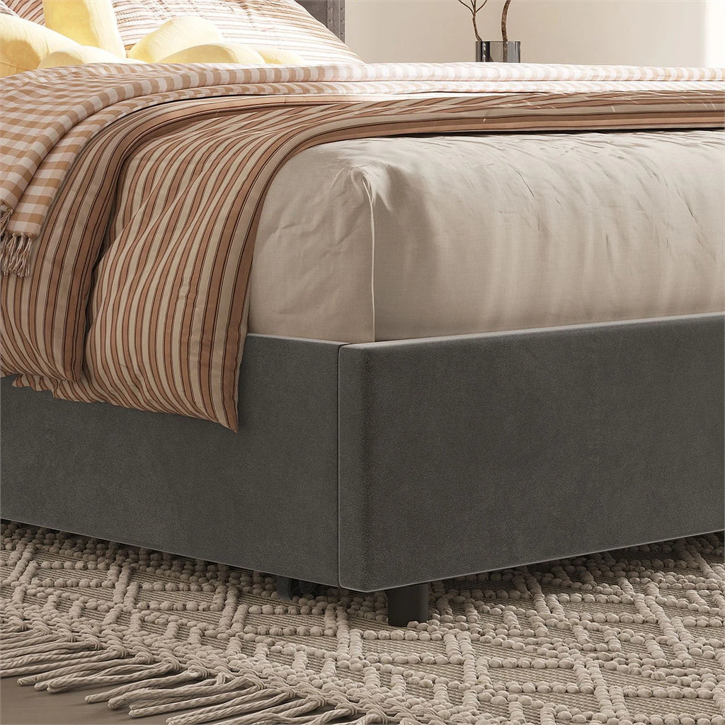 Velvet King Size Platform Bed S5895