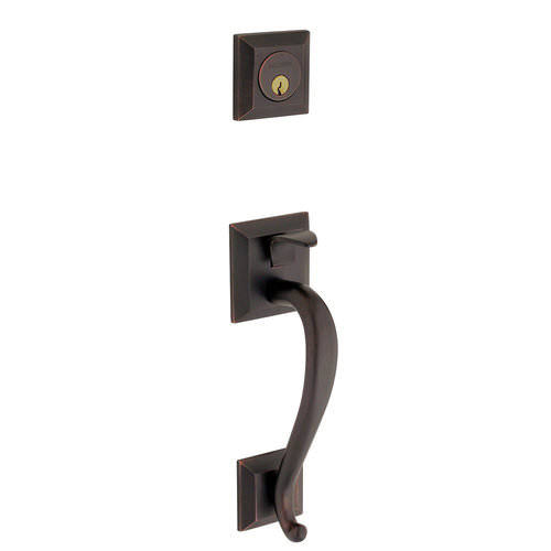 Distressed Oil-Rubbed Bronze Handleset with Knob O95282