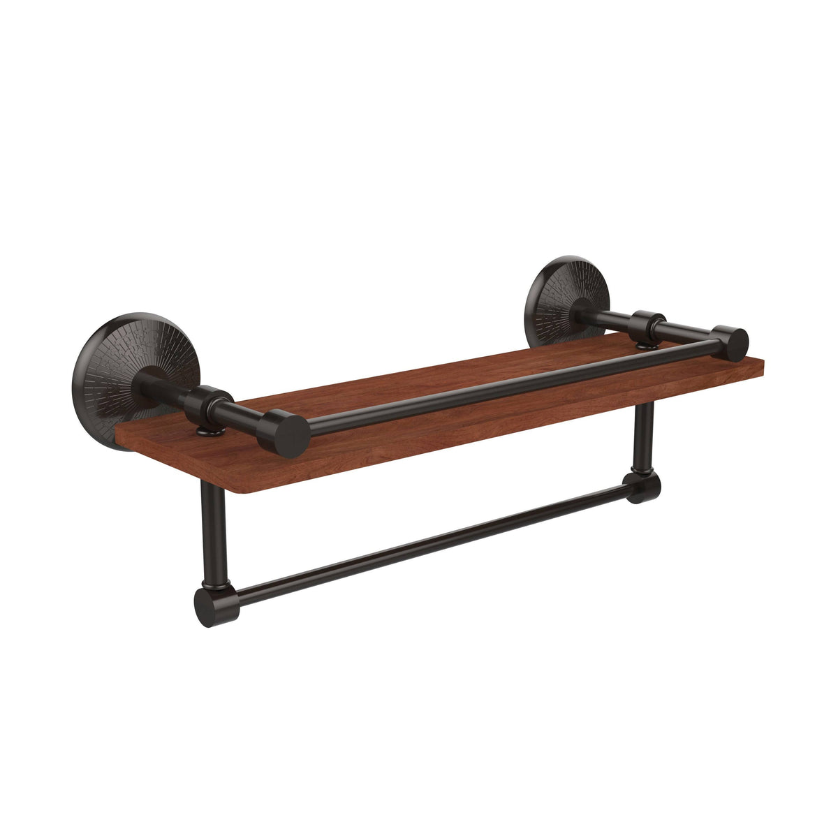 16 inch Ironwood Shelf with Gallery Rail and Towel Bar L456922