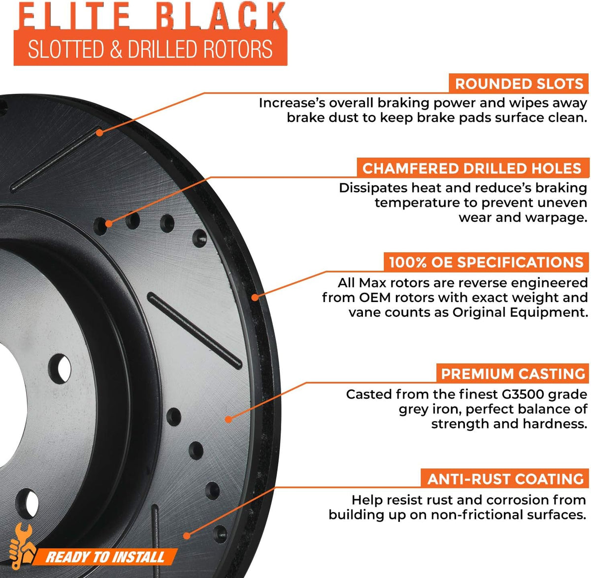 Max Brakes Elite XDS Rotors with Carbon Metallic Pads S453073