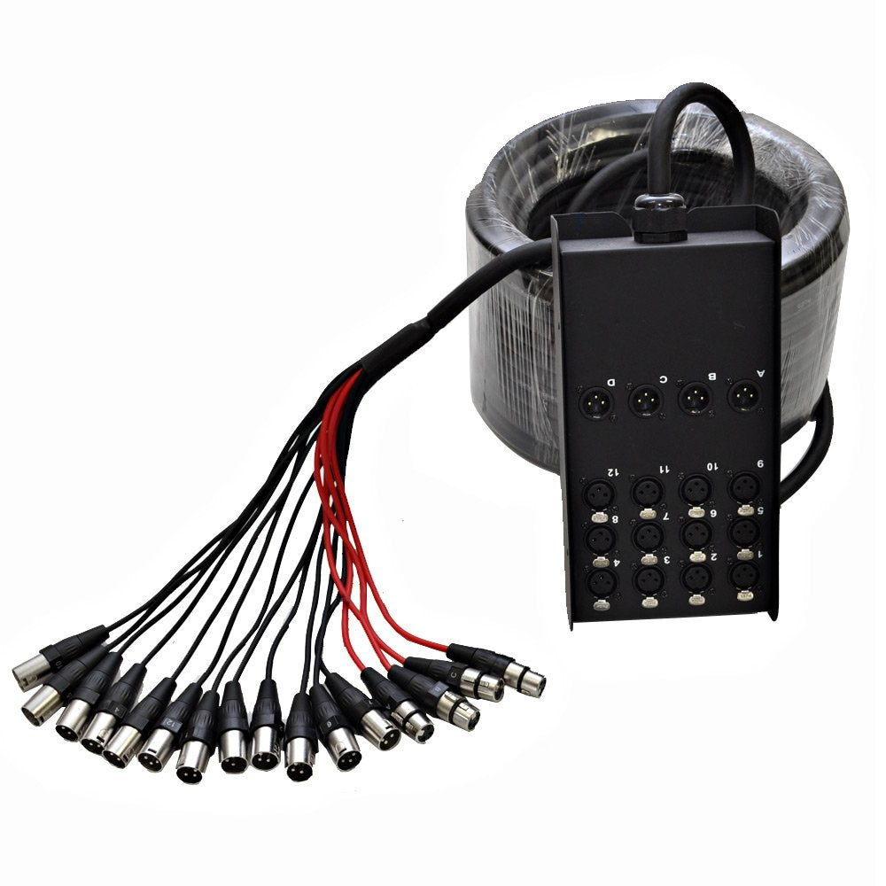 12-Channel XLR Low Profile Circuit Board Snake Cable, 100-Feet U439878
