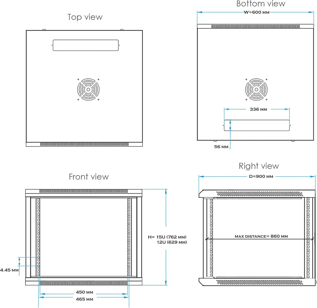 15U 35 Inch Depth Server Rack Cabinet Enclosure G367