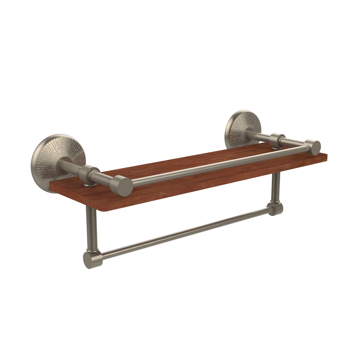 16 inch Ironwood Shelf with Gallery Rail and Towel Bar L456922