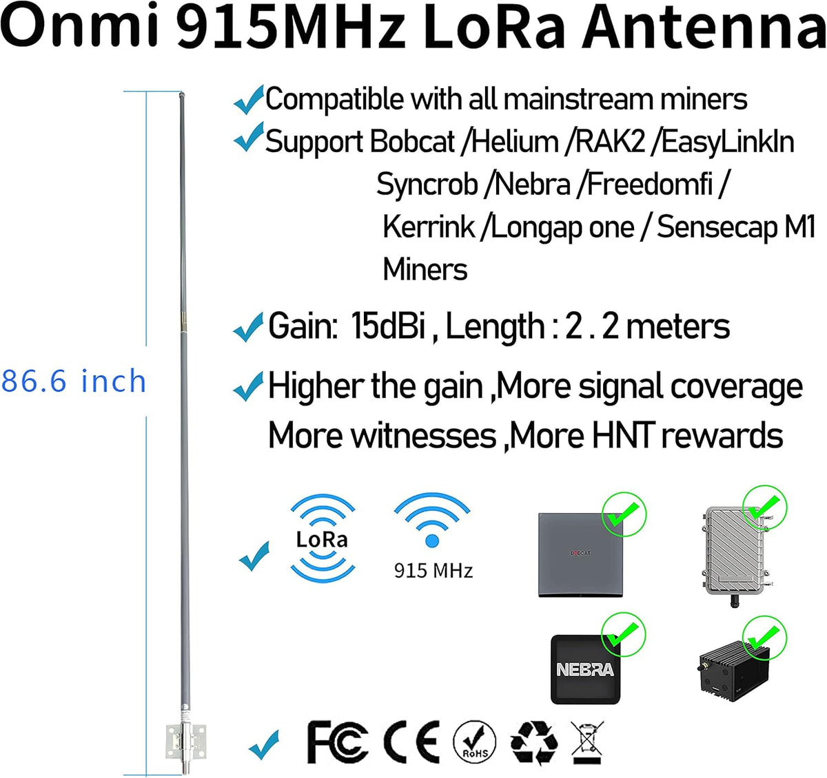 15dBi Fiberglass Antenna 86inch J4429