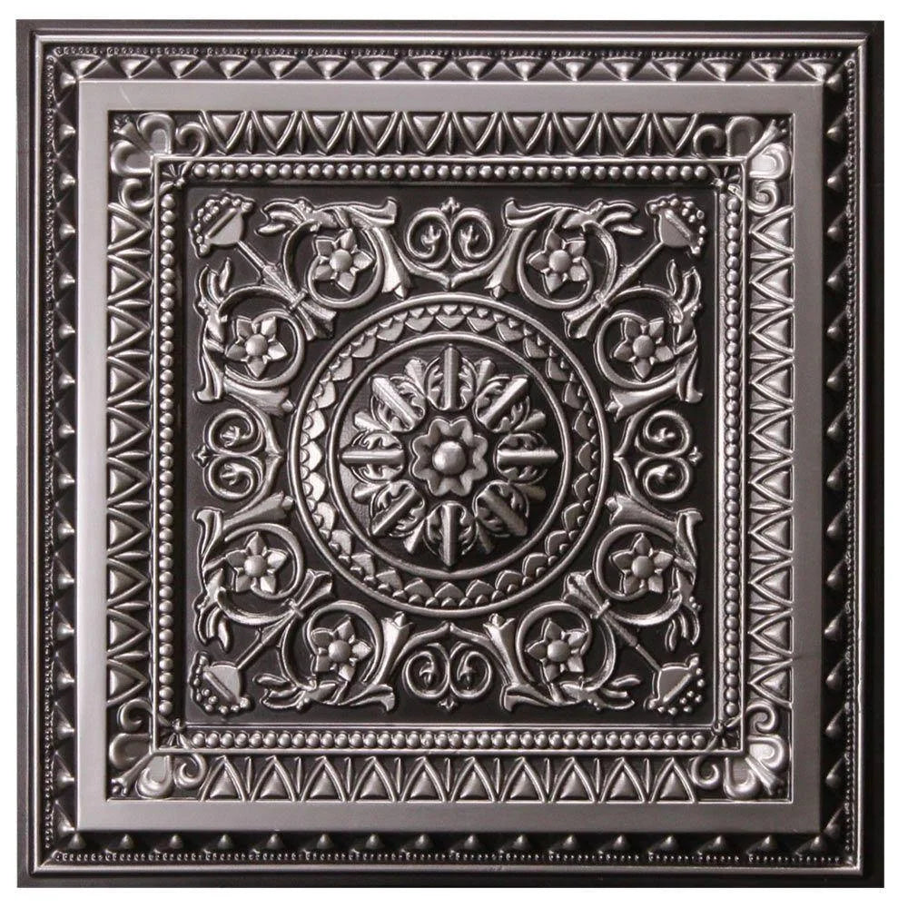 Antique Silver 2 ft. x 2 ft. Ceiling Tile Case of 12 D72117