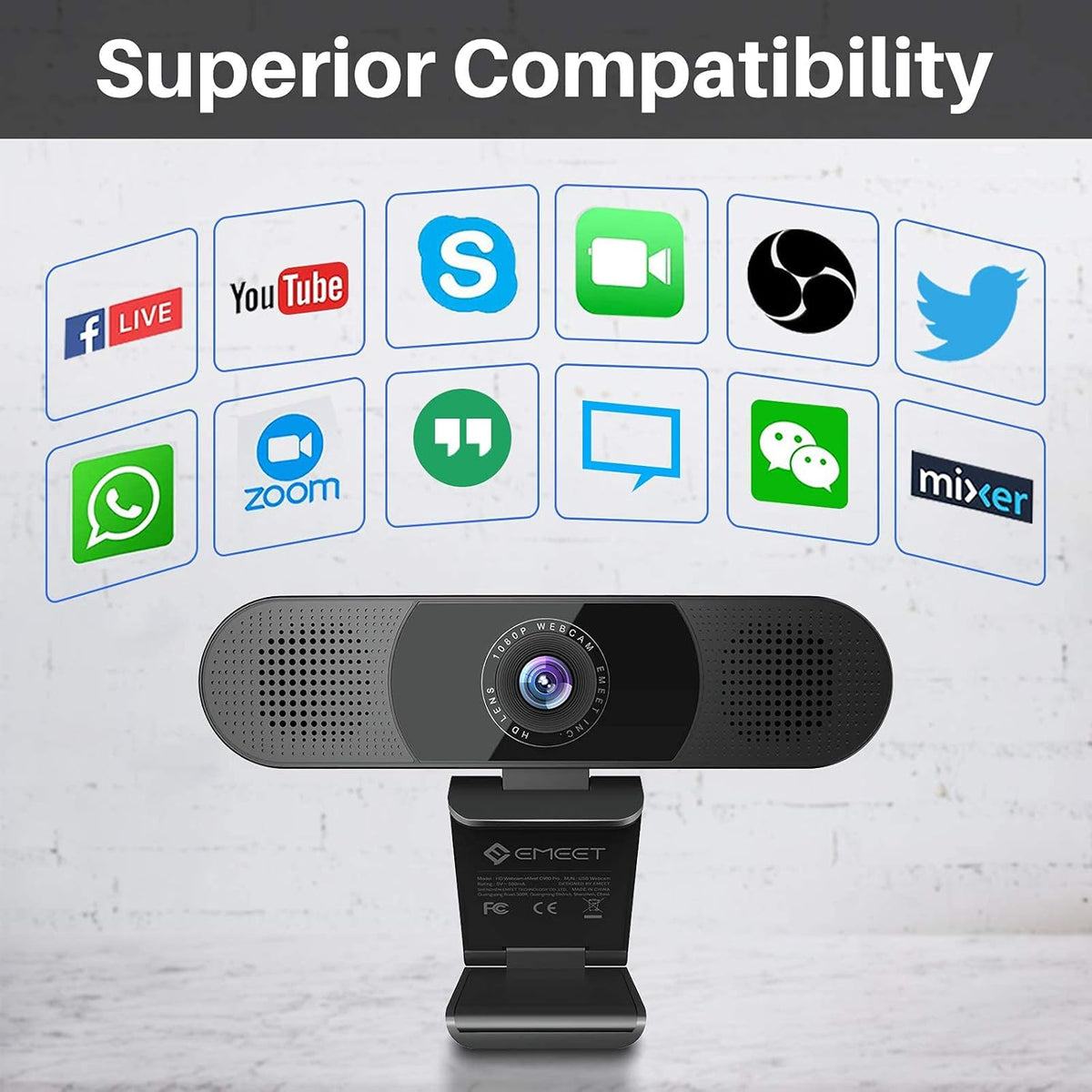 3 in 1 Webcam with Microphone, 2 Speakers & 4 Microphone Arrays, 1080P O942