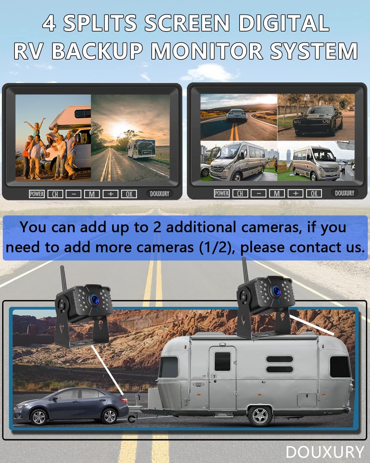1080P Digital Wireless Backup Camera System 7'' Monitor IP69K Waterproof Night Vision S29790