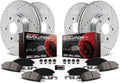 Front and Rear Carbon Fiber Brake Pads with Drilled & Slotted Brake Rotors Kit R214148