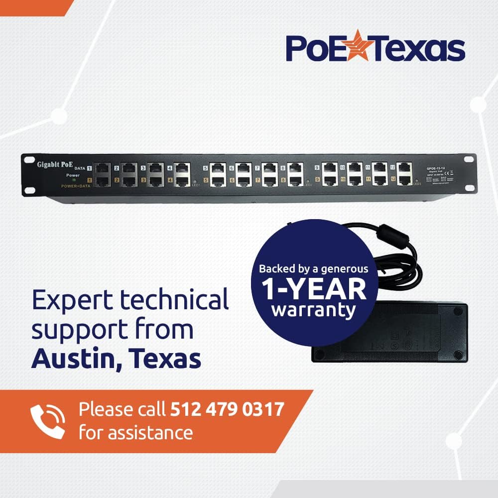 12 Port Gigabit Passive PoE Injector with 24V 120 Watt Power Supply U510816
