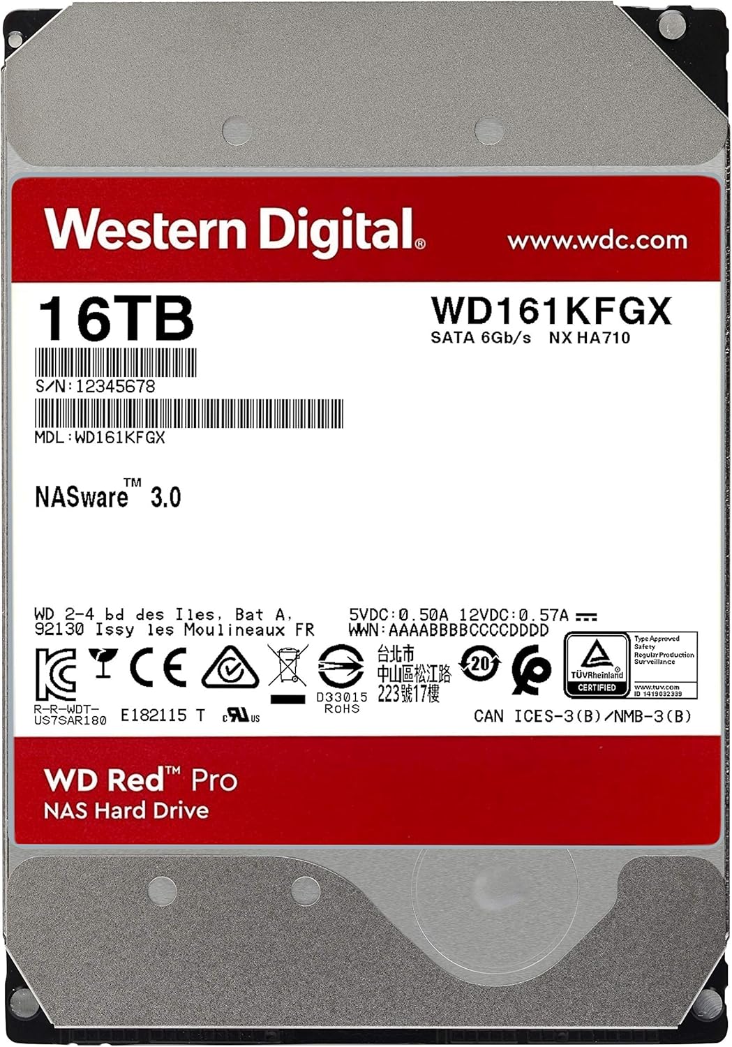 16TB NAS Internal Hard Drive HDD 7200 RPM SATA 6 Gb/s CMR 256 MB Cache 3.5 A46838