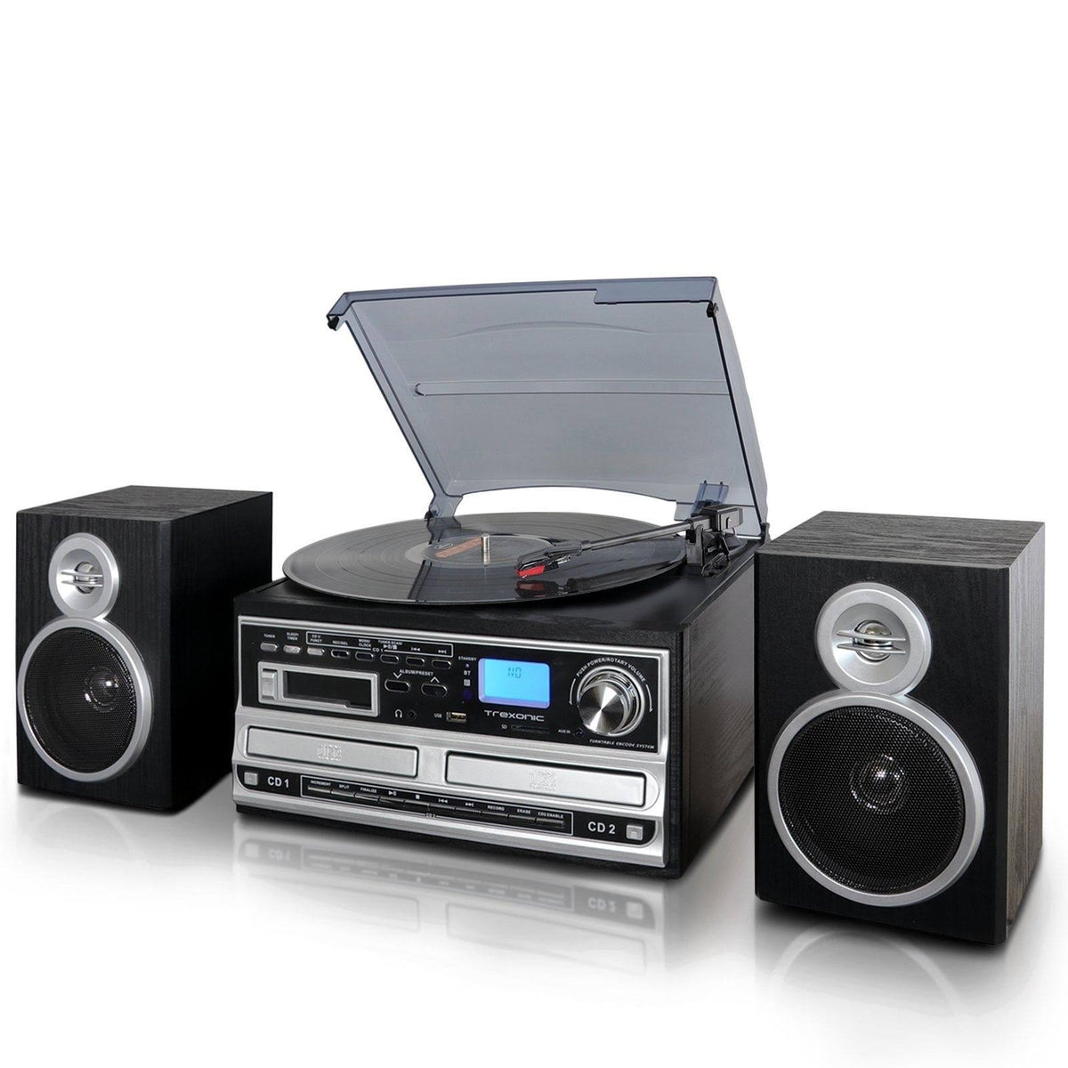 3-Speed Turntable with CD Player Cassette Player FM Radio P383531
