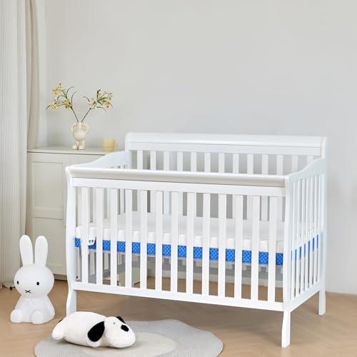 Baby Crib Mattress with Removable Outer Cover, White & Blue H378506