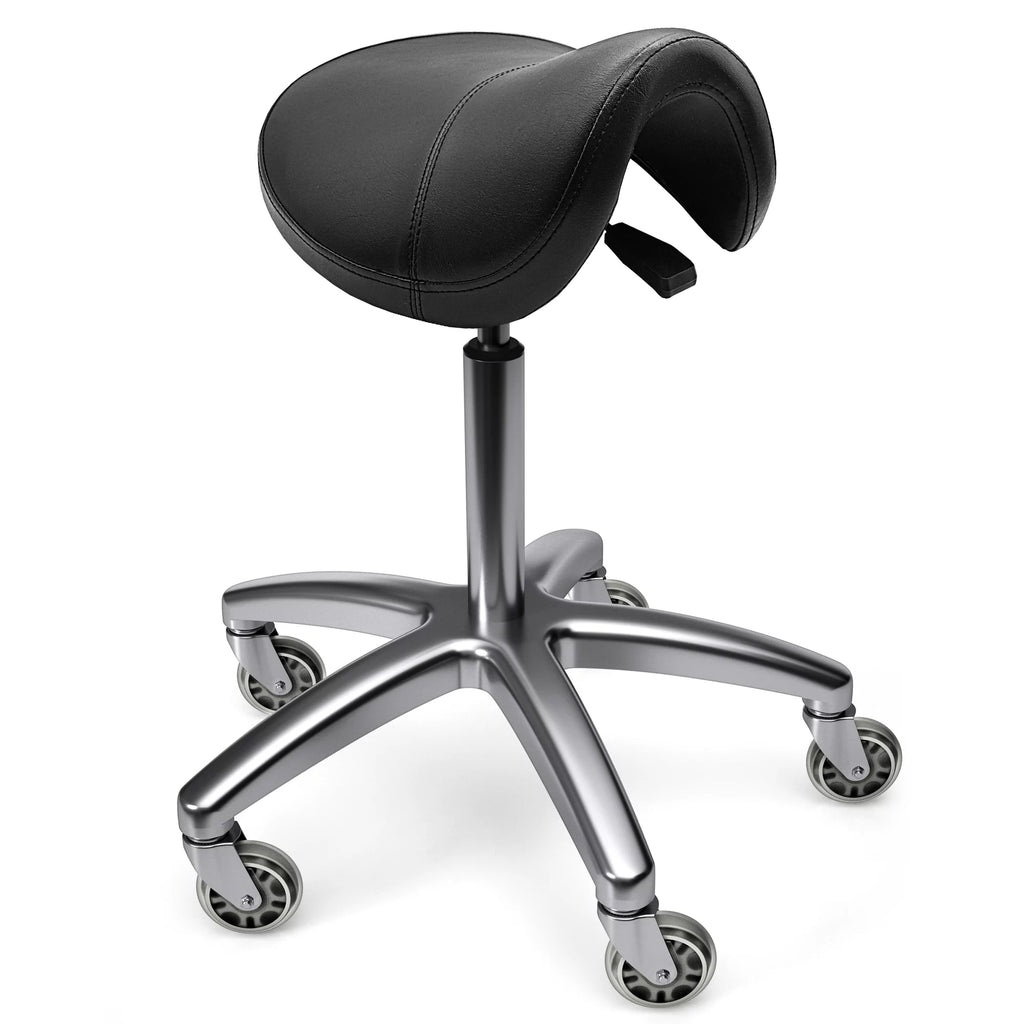 Black Ergonomic Saddle Stool with Wheels G925077