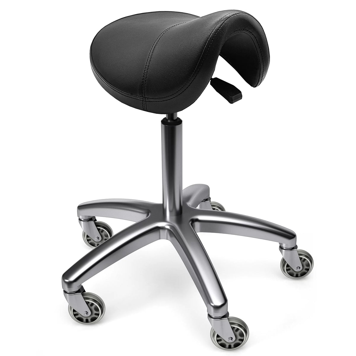Black Ergonomic Saddle Stool with Wheels G925077