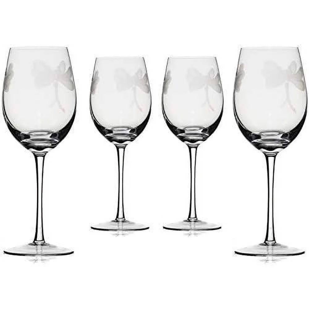 Sand Etched Stemmed Wine Glasses T102
