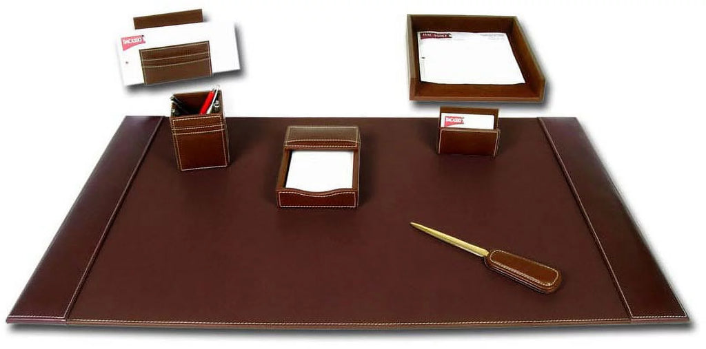 Rustic Brown Leather 7-Piece Desk Set F226226