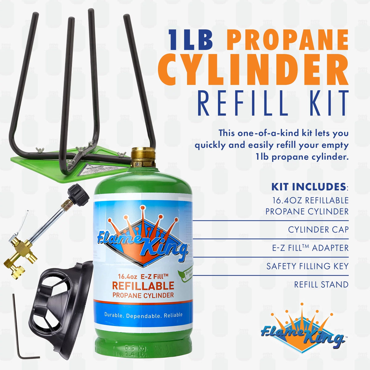 1LB Refillable Propane Tank Cylinder Refill Kit with Adapter E19068