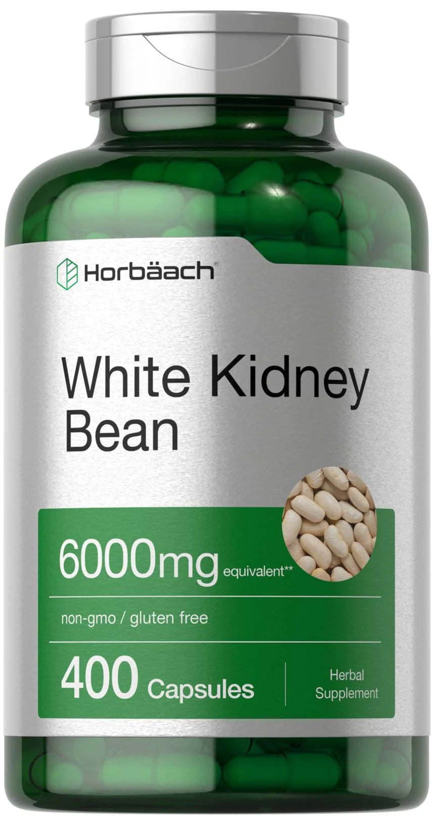 White Kidney Bean Extract Capsules 6000mg 400 Count Non-GMO Gluten Free J705