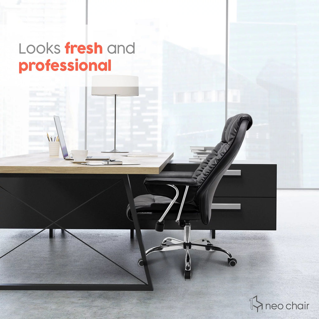 Black PU Leather Reclining Office Chair K69798