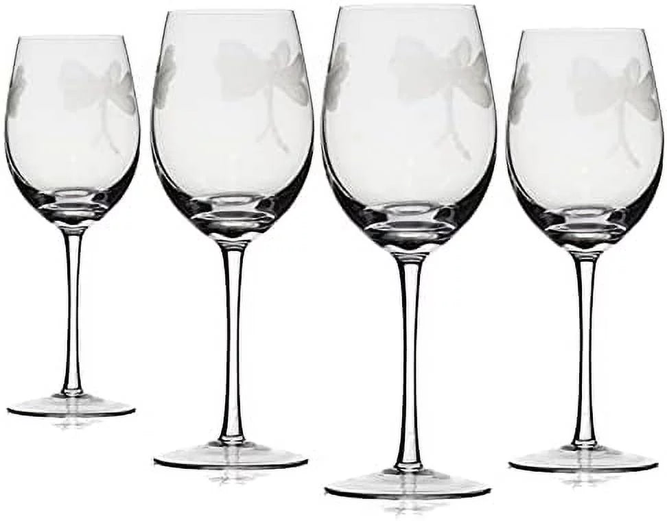 Sand Etched Stemmed Wine Glasses T102