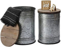 Rustic Ottoman Seat Stool Side Table Set of 2 A946370