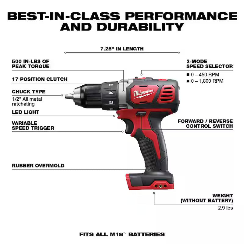 18V Cordless Drill Driver Impact Driver Combo Kit 2-Tool with 50PC Bit Set X358
