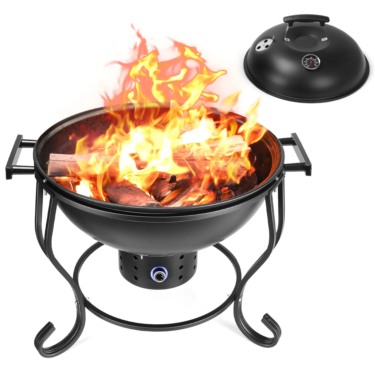 2 in 1 Wood Burning Fire Pit with Grill O67698