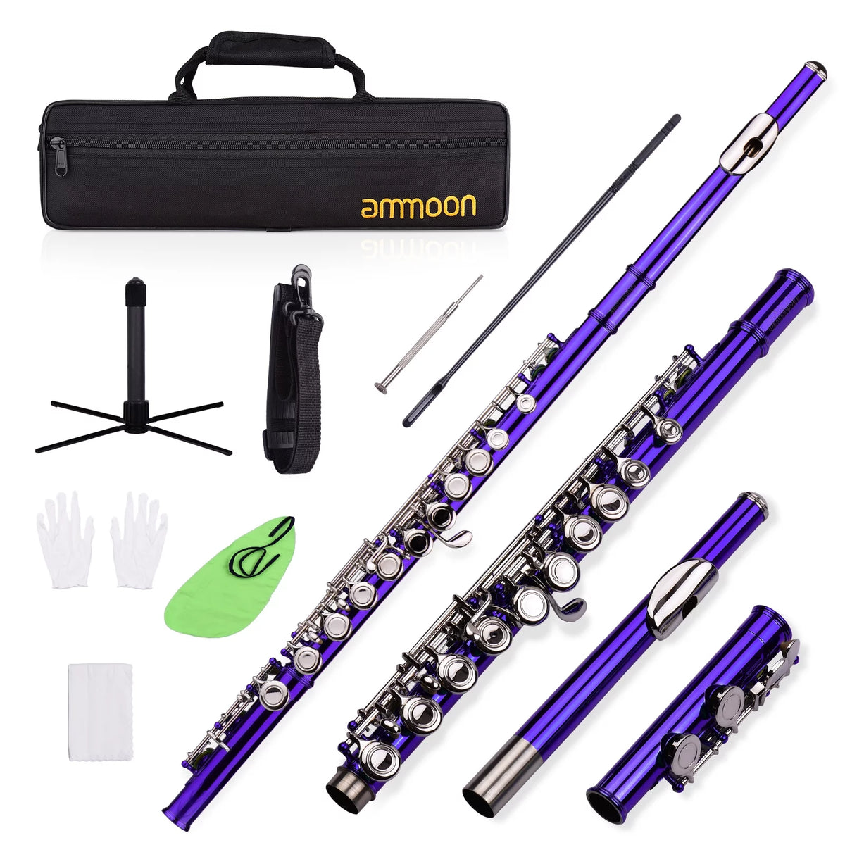 16 Keys Cupronickel Nickel-plated Closed Hole C Flute with Carry Case J783