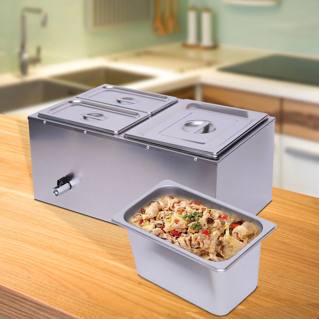3-Pan Stainless Steel Electric Food Warmer with Lids 600W W548765